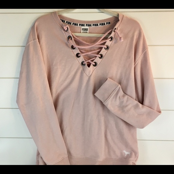 PINK Victoria's Secret Tops - PINK Victoria Secret Lace up Pullover PINK Victoria's Secret Tops - PINK Victoria Secret Lace up Pullover